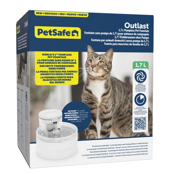 PETSAFE OUTLAST 1.7L PUMPLESS PET FOUNTAIN (PWW10-17958)