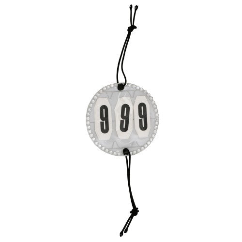 CRYSTAL 3 NUMBER HOLDER W ELASTIC TIES AND NUMBERS