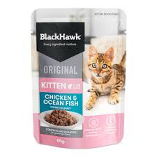 BLACKHAWK KITTEN WET CHICKEN OCEAN FISH IN GRAVY INDIVIDUAL 85G SATCHETS