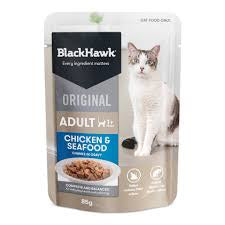 BLACKHAWK CAT WET CHICKEN SEAFOOD IN GRAVY INDIVIDUAL 85G SACHETS