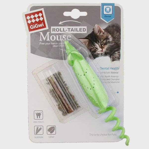 GIGWI CAT ROLL TAIL MOUSE WITH CATNIP