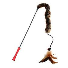 GIGWI CAT FEATHER TEASER TPR WAND PLUSH TAIL